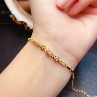 New natural powder blue treasure bracelet S925 silver inlaid main stone 3*5mm Joker net red explosions women's jewelry wholesale