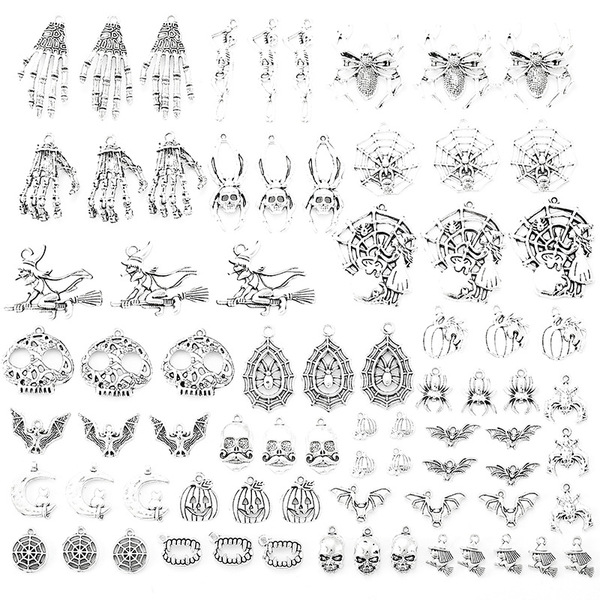 24 ancient silver skull pendant alloy DIY jewelry accessories…