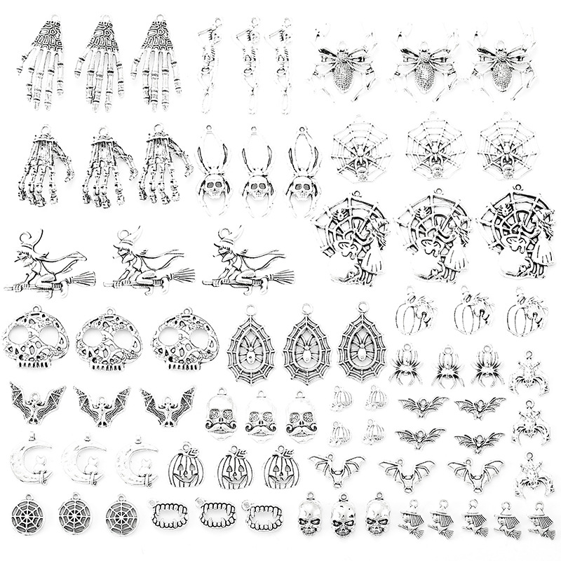 24 ancient silver skull pendant alloy DIY jewelry accessories…