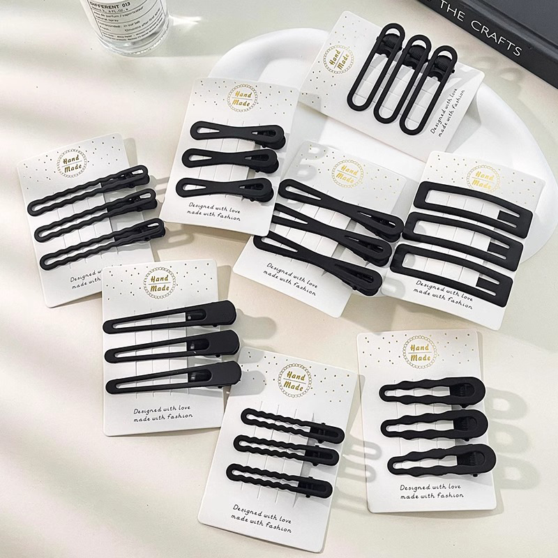 2025 nuevo estilo horquilla negra para mujer, cabello roto en la frente, clip de pico de pato lateral, clip para accesorios para el cabello para adultos, clip simple de una palabra