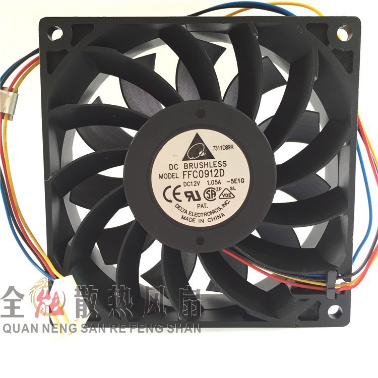 FFC0912D原装台达 12V 1.05A 9CM 9025 4线PWM暴力双滚珠散热风扇