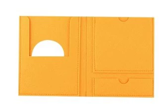 Orange felt three-section card holder (expanded size 25.5*10.5)
