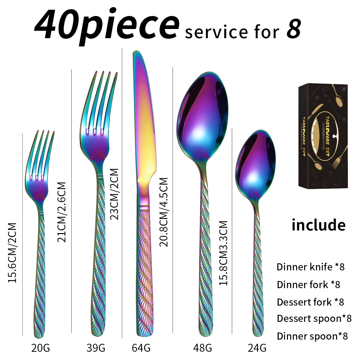 색상 40 조각 세트/8 명