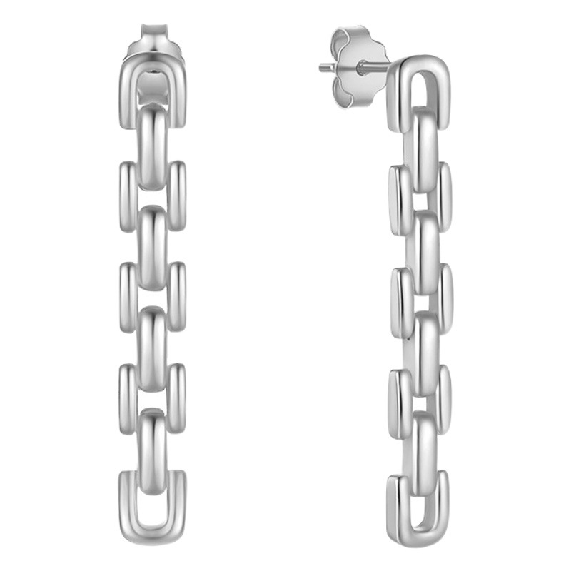 Nueva moda transfronteriza simple estilo ins S925 plata Correa personalizada borla pendientes