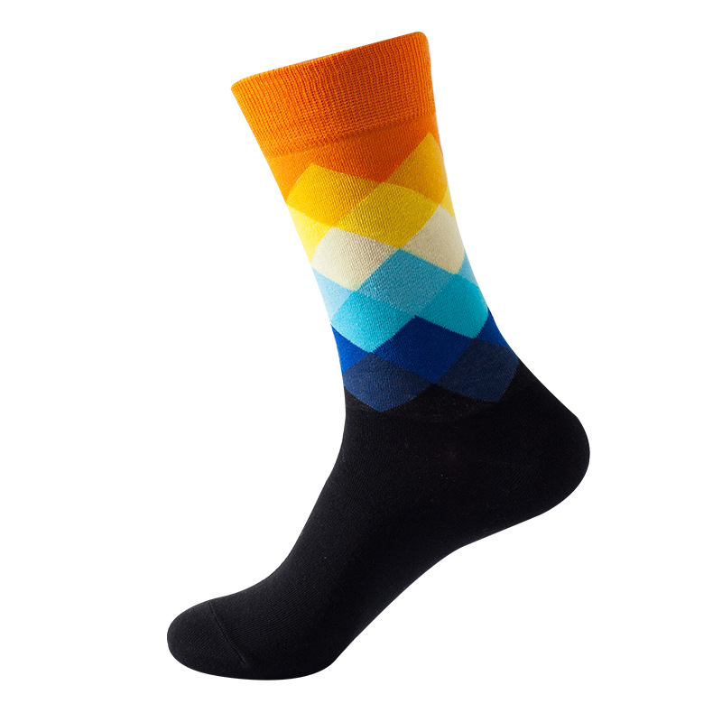 Chaussettes mi-mollet style Ins 2025d pour femme, motif losanges, tendance, unisexes, pour homme_voghion.com