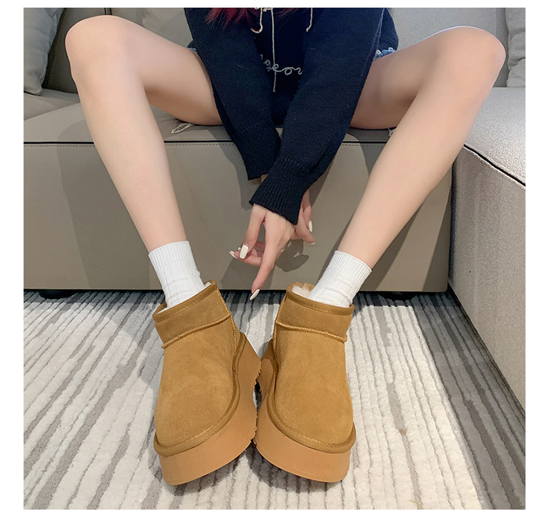 2023 new autumn and winter women's casual thick-soled snow boots plus velvet, thickening and heightening one-leg snow cotton shoes and cotton boots_voghion.com
