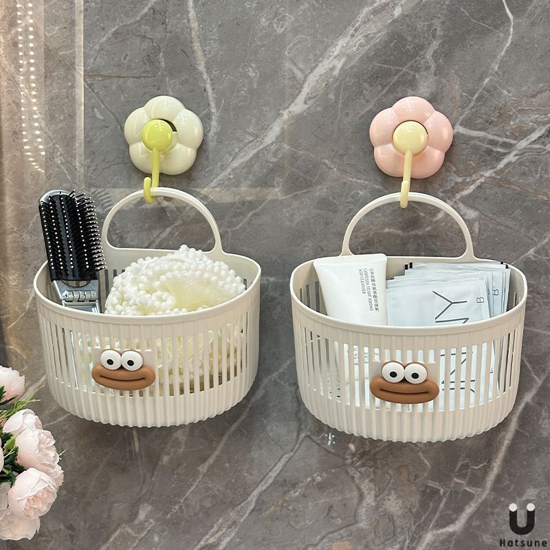 TEMU etiquetable pared multifuncional cesta de almacenamiento sala de ducha cocina baño baño cesto colgante sin agujeros