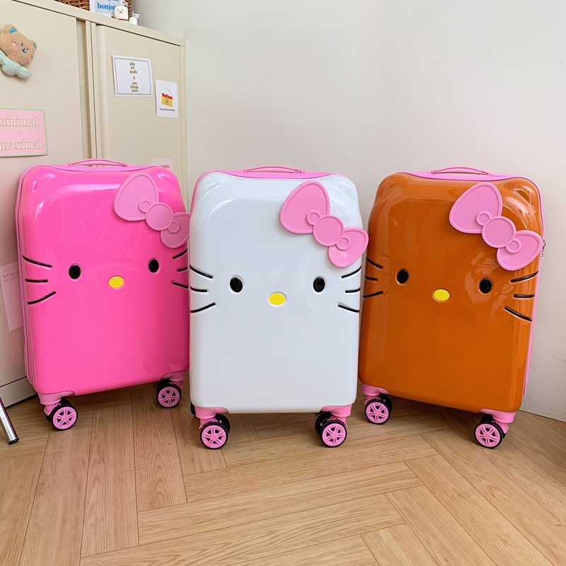 New Cute Cartoon Cat Trolley Suitcase, Large Capacity, Lightweight Luggage for Students, Silent and Stylish Travel Suitcase for Girls