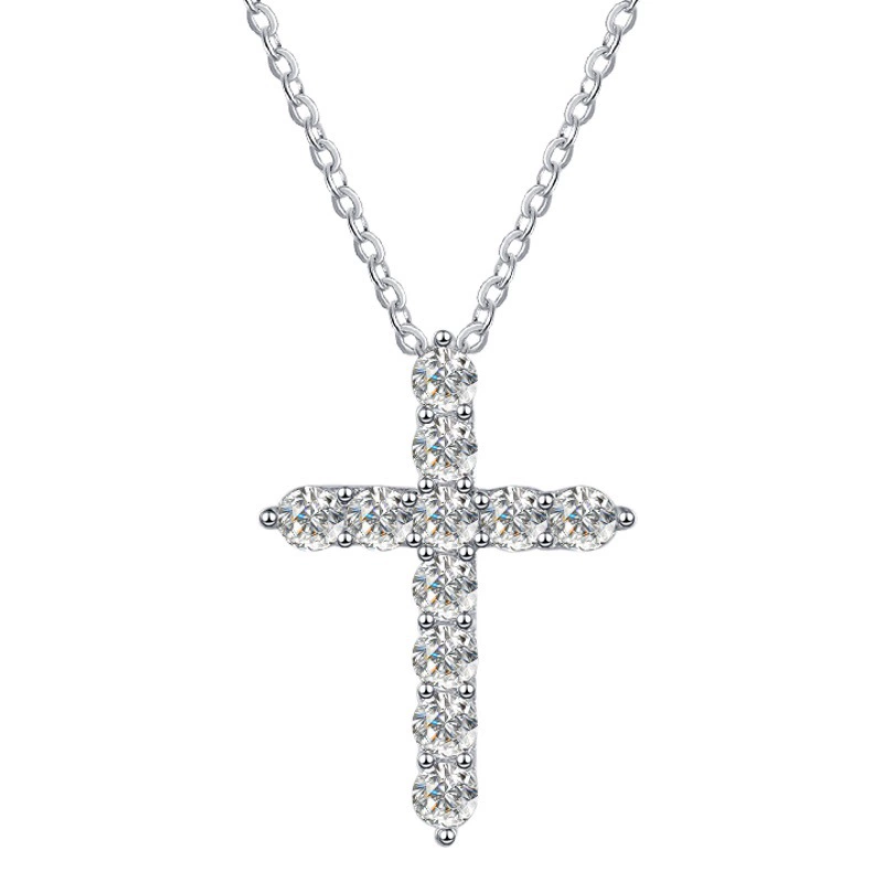 Женское ожерелье из стерлингового серебра 925 пробы, ретро кулон с муассанитом, кулон Guardian Peace, крест на ключицу, производитель, оптовая продажа, трансграничная