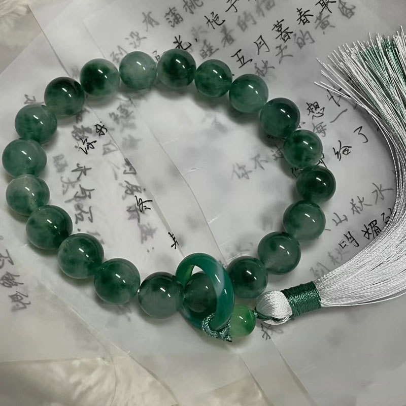 飘花绿玉髓手捻手持手串女款佘太翠文玩古风小手捻指捻跑环绕指柔-阿里巴巴