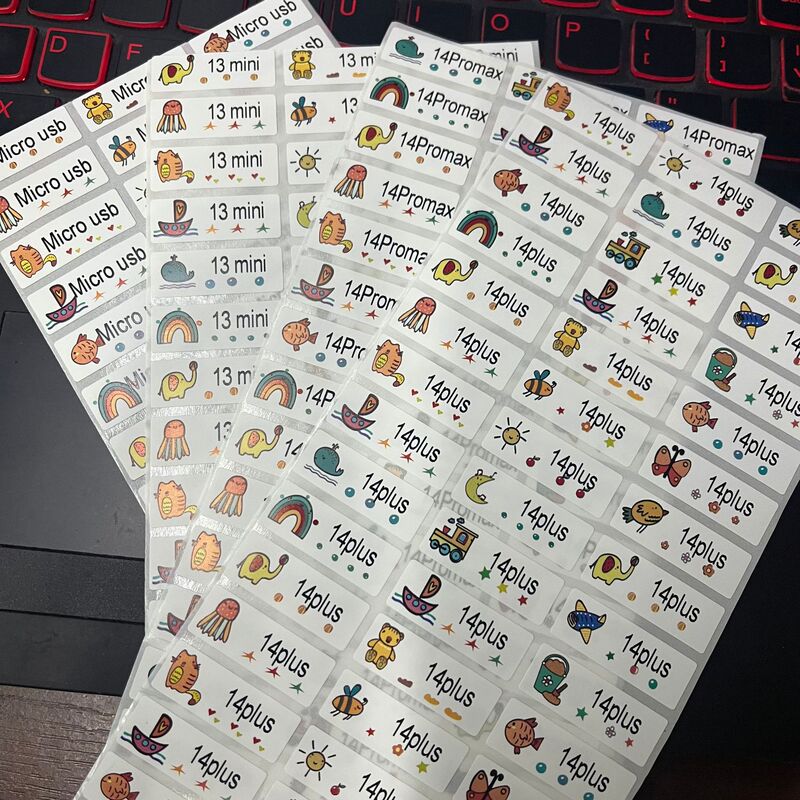 Cute Ketong sticker name sticker phone case data line earphone line model label round transparent model