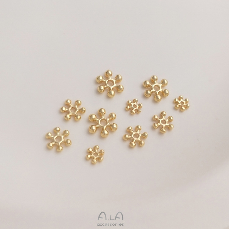 American 14K gold color retaining snowflake exquisite bead spacer handmade diy beaded bracelet necklace accessories