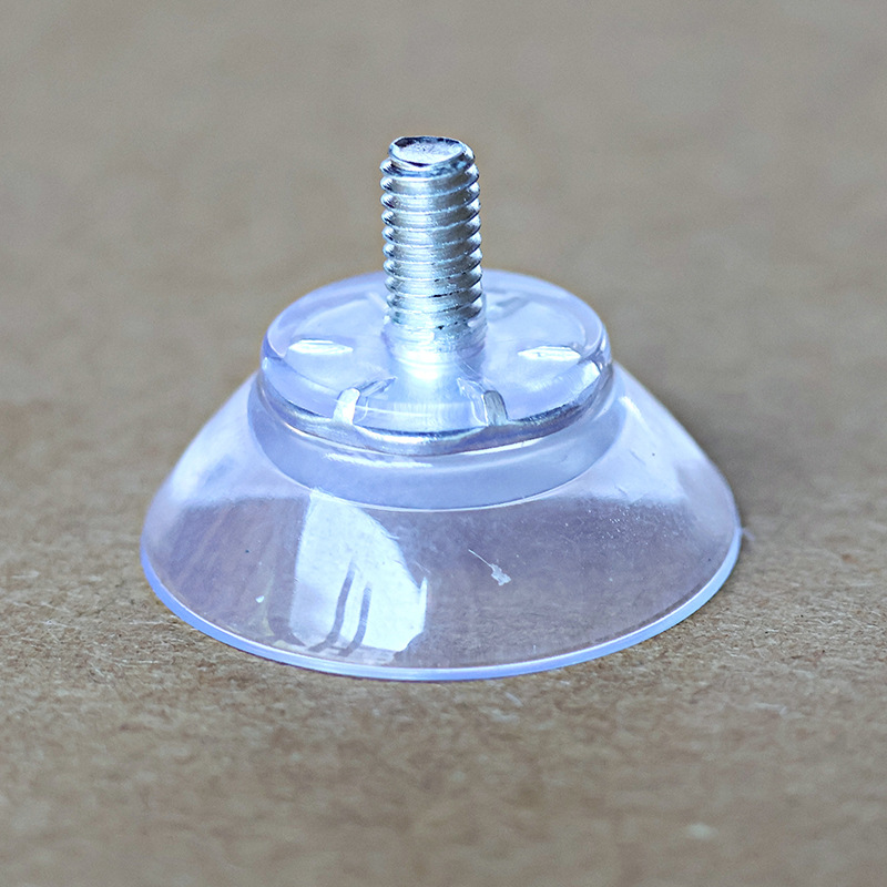 2,5 cm fuerte ventosa de plástico transparente gancho de vidrio PVC con M4 tornillo varilla de plástico tuerca pie almohadilla antideslizante sólido
