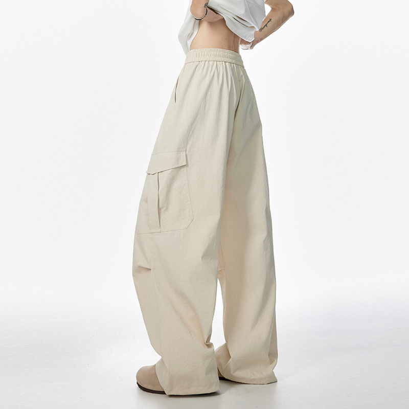 Jack Chuan Yang Street Style Plissee Wasserdichte Cargo Herren Sommer Neue Paar Scimitar Lose Weite Bein Hosen_voghion.com