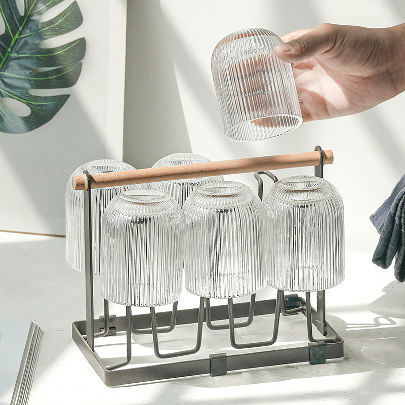 Raya vertical color original Café resistente al calor vidrio recto vidrio extracción en frío latte taza de vidrio transparente whisky cerveza