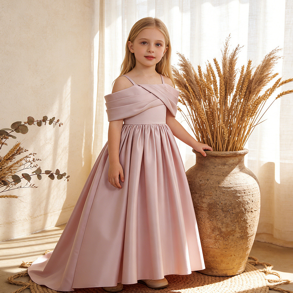 (Cross-border trading), elegant children's evening dress, long skirt, open shoulders 2