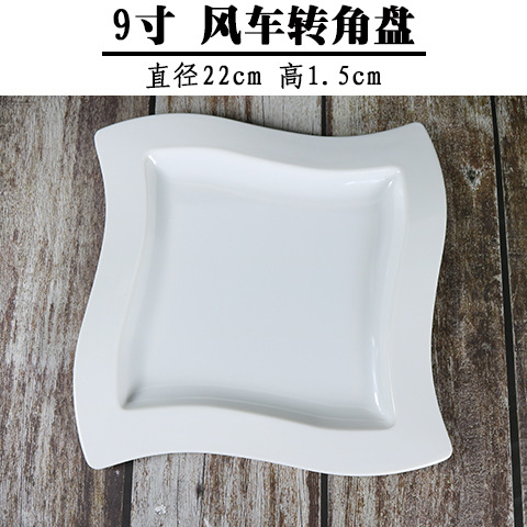 Platos de melamina blancos gruesos cuadrados, para comidas y aperitivos – vajilla de plástico, venta al por mayor.