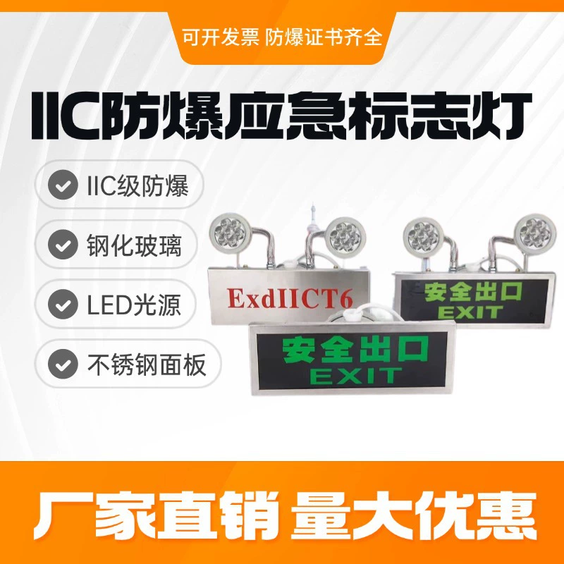 Взрывозащищенная двойная налобная лампа из нержавеющей стали IICT6, заводская водонепроницаемая и пылезащитная аварийная лампа, световой знак, светильник для эвакуации, выхода на безопасность