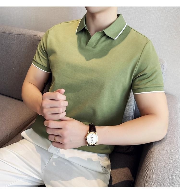 Áo Polo Nam Cổ Bẻ Vải Lụa Băng Mát Mùa Hè Tay Ngắn — màu đen, Cao bồi xanh, màu trắng chi tiết 26