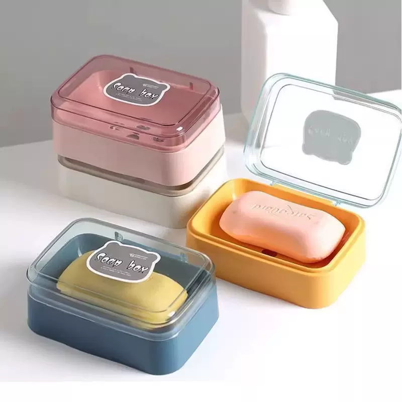 家用新款浴室香皂盒简约洗手台多功能翻盖皂盒卫生间置物架肥皂盒