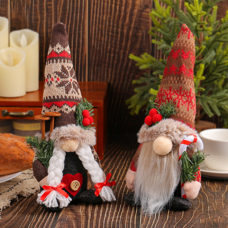 New Christmas Knitted Snowflake Pointed Hat Doll Ornaments Creative Crutches Rudolph Faceless Doll Ornaments New Christmas Knitted Snowflake Pointed Hat Doll Ornaments Creative Crutches Rudolph Faceless Doll Ornaments