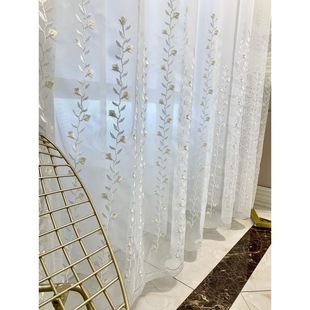 Decorative Embroidered Cheap Window Screen Translucent White Gauze Curtain Simple Modern Curtain Sand Living Room Bedroom Bay Window Balcony Finished Product