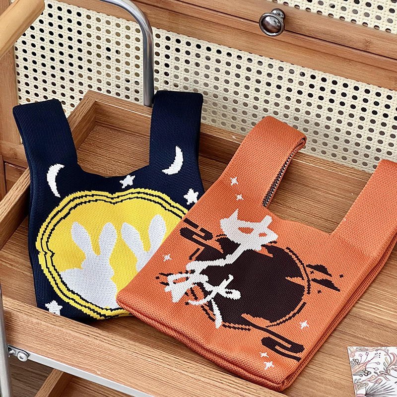 Bolsa de tejido de conejo de mediodía de otoño bolsa de tejido bolsa de mano de tejido bolsa de tejido de vuelo bolsa de hombro bolsa de regalo