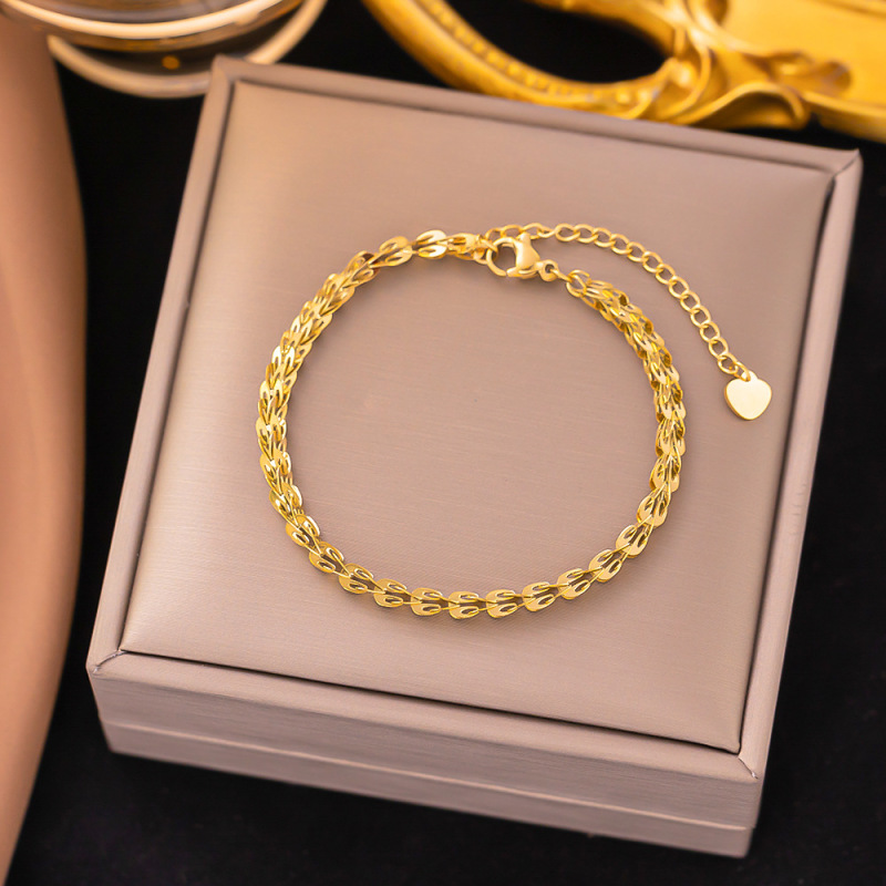 クロスボーダー東莞チタン鋼ジュエリー色褪せない新しい日本と韓国のアクセサリーブレスレット女性用 18K ゴールドファッションライト高級ハイエンド|undefined