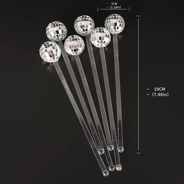 Cross-border exclusive 3cm Disco mirror ball stirring rod Disco cocktail drink blender party party