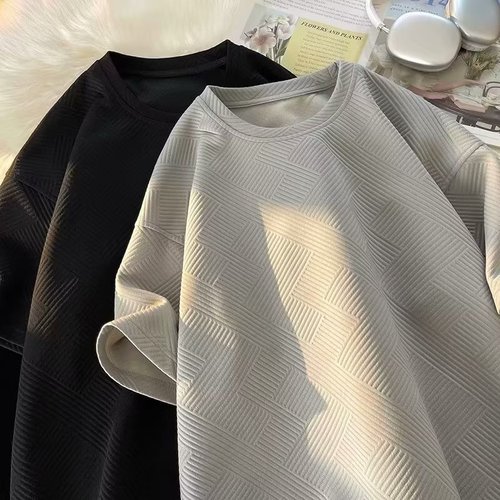 Vintage Short-Sleeve T-Shirt for Men - Summer 2025 New Arrival, Casual and Versatile, Honeycomb Pattern, Instagram Trendy Half-Sleeve T-Shirt