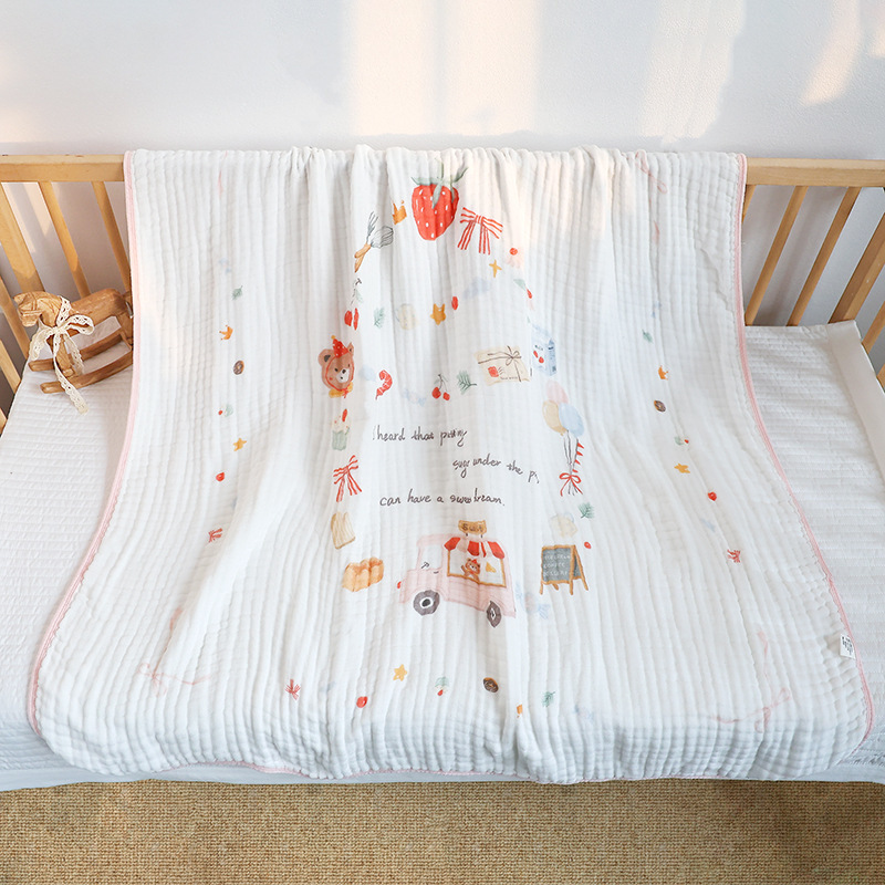 Toalla grande de gasa de bambú y algodón de seis capas para bebés, toalla de baño absorbente para recién nacidos, manta lavable para recién nacidos.