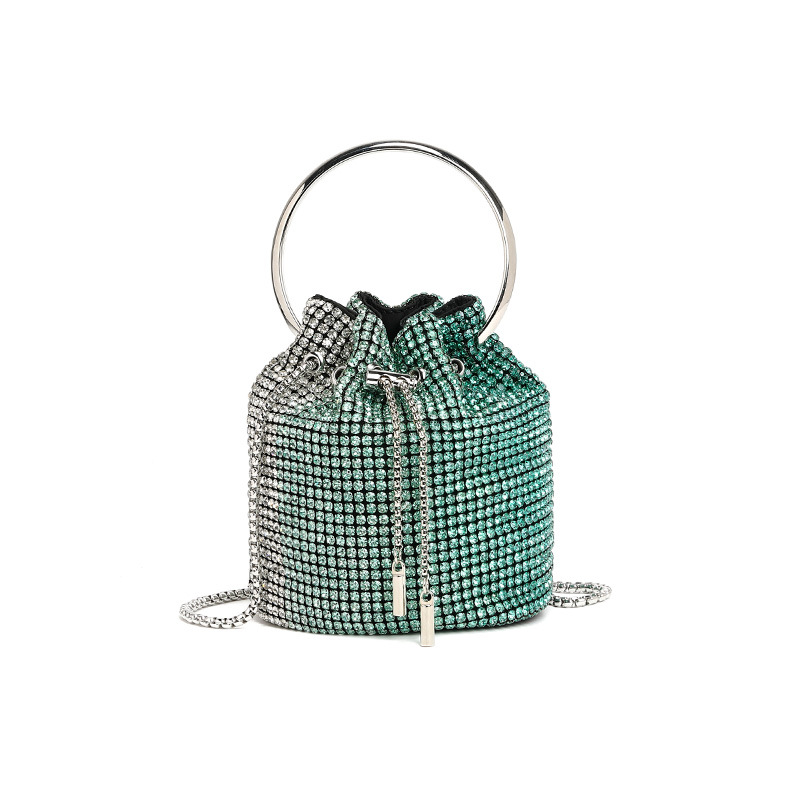 Women's Rhinestone Shoulder Bag Versatile Mini Bucket Handbag_voghion.com
