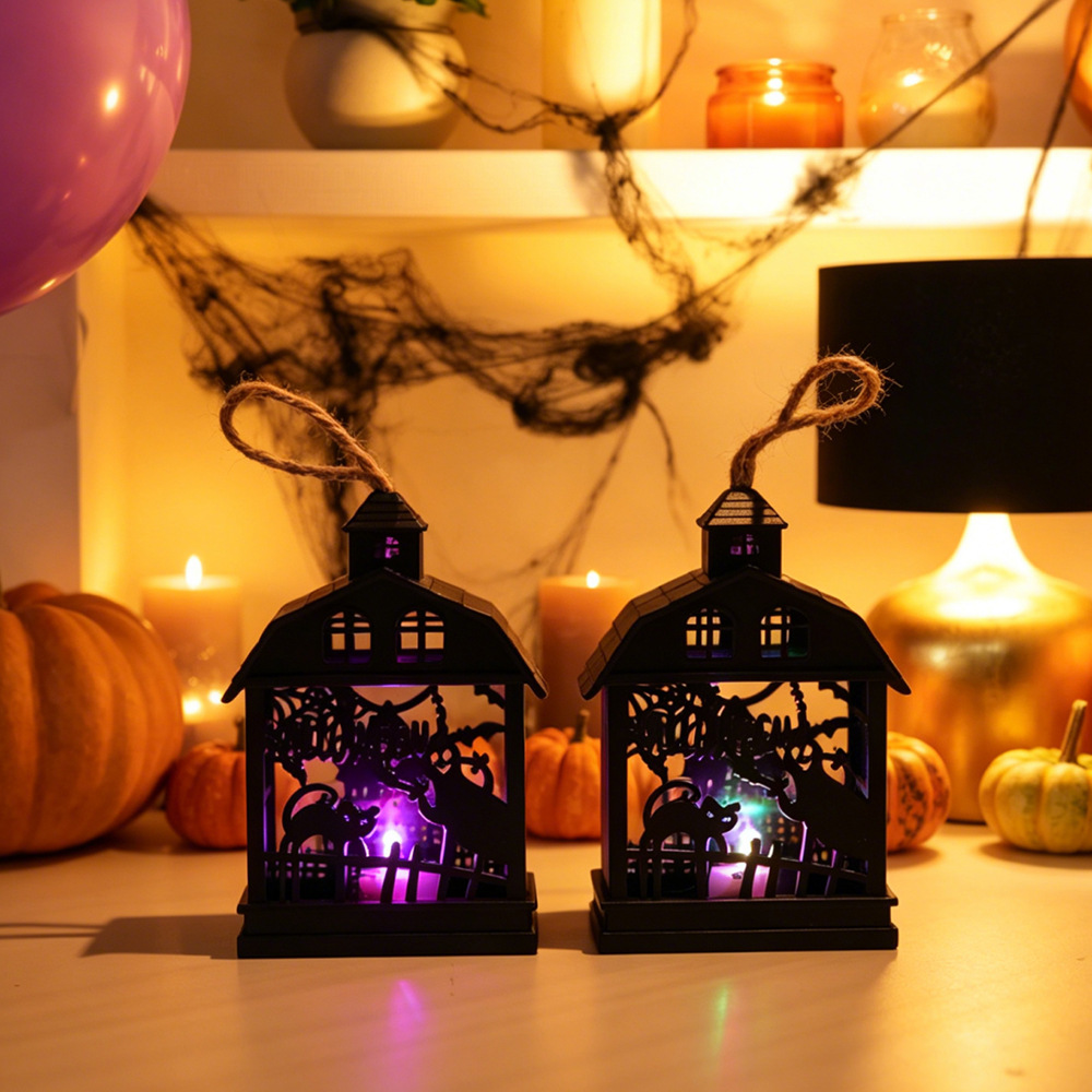 Lámpara de calabaza de Halloween nueva lámpara portátil lugar atmósfera diseño accesorios LED colorido electrónico cráneo lámpara de la vela