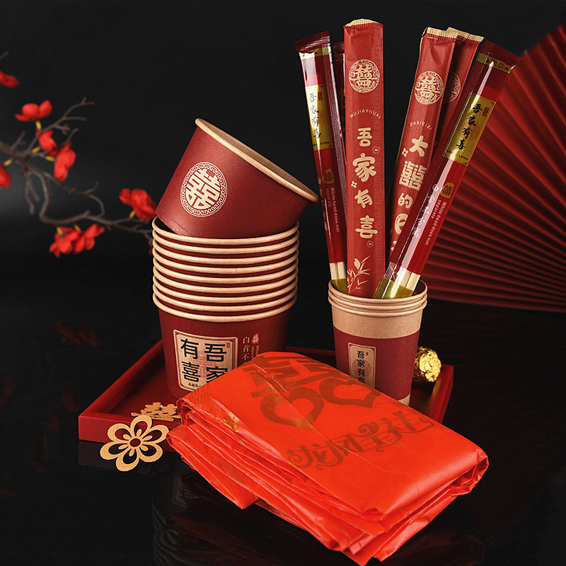 100인용 6세트(그릇, 컵, 젓가락 각 100개) + 식탁보 10개(특대 500ml)