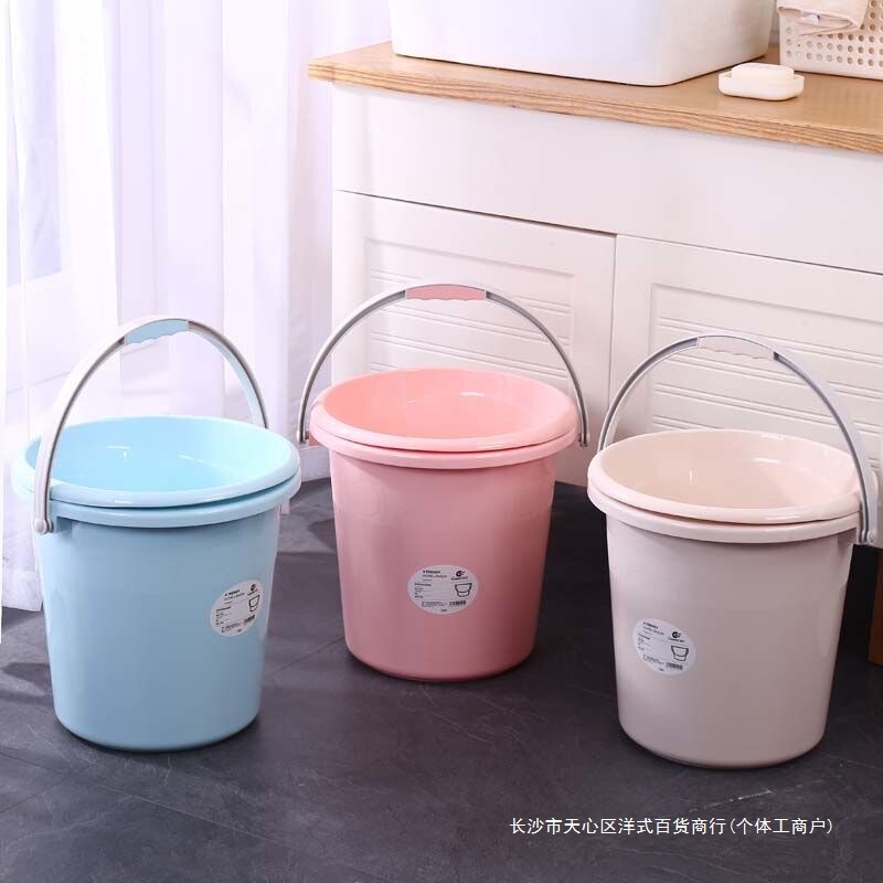 厚みのあるプラスチックバケツ、家庭寮用ポータブル洗濯バケツ、バスバケツ、丸型洗面器セット、特大水貯蔵バケツ|undefined