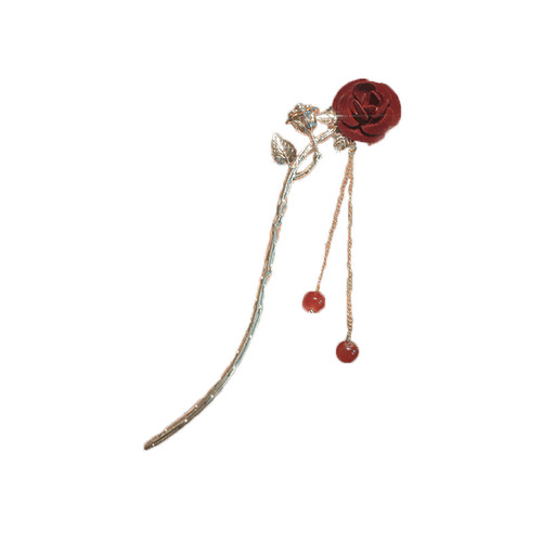  New French Rose Hairpin Ancient Style Exquisite Tassel Hairpin Style Retro Hanfu Bridal Headwear