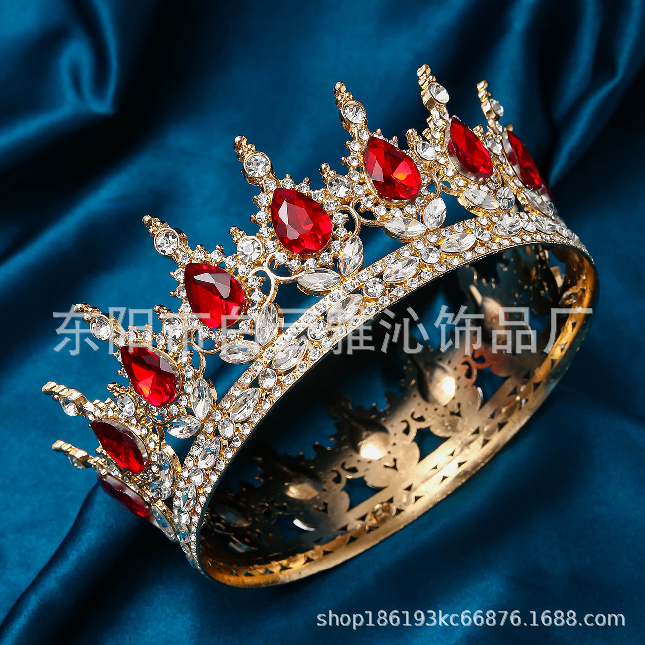 Corona nupcial boda tocado cumpleaños adulto ceremonia rendimiento todo fósforo rhinestone diadema corona redonda de lujo al por mayor