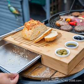 创意木质烤肉面包沥油托盘烧烤烤肉托盘户外多功能木质牛肉托盘