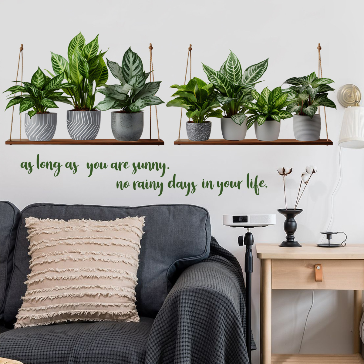 Ms4385 creativa planta verde en maceta pegatinas de pared sala de estar dormitorio Fondo decoración de la pared pegatinas de pared autoadhesivas pegatinas de pared al por mayor