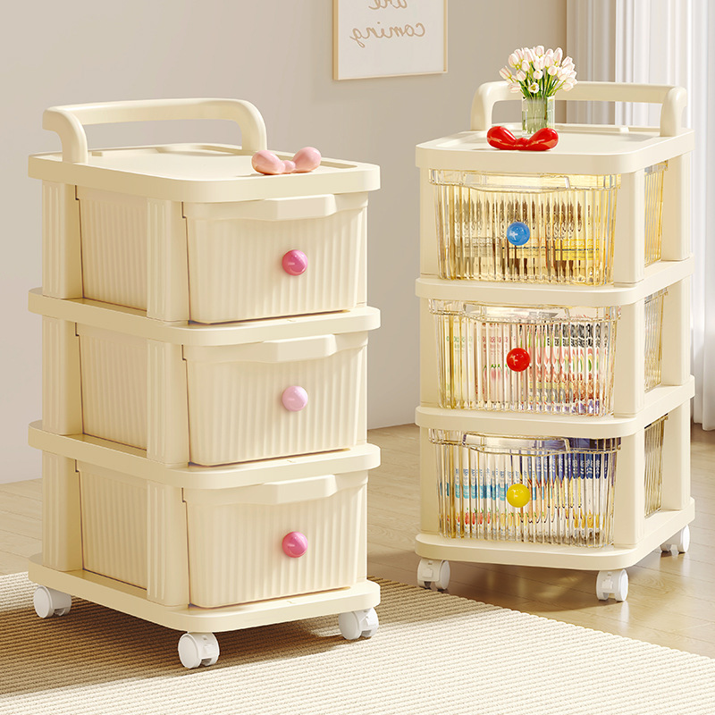 Trolley Storage Rack Floor-standing Drawer-type Feeding Table Snack Rack Household Multi-layer Functional Baby Storage Cabinet