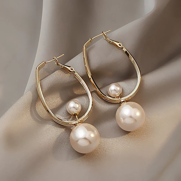34#Silver needle-alloy-light coffee color pearl