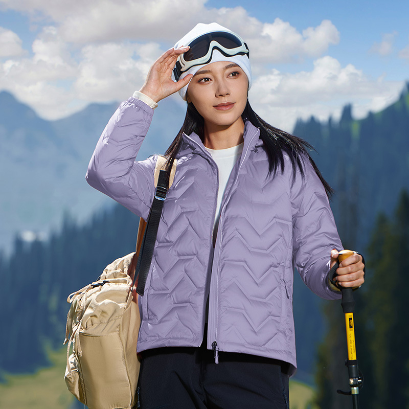 Wolf King 90 White Duck down Jacket, Large Size Women's Graphene Lined Warm Outdoor Lightweight down Jacket for Trendy Moms