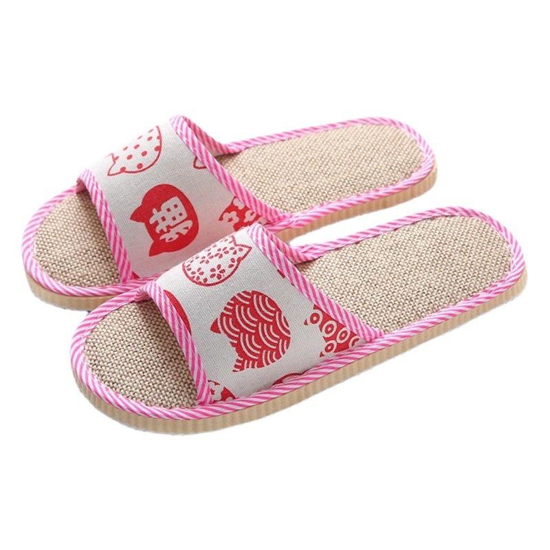 Linen home slippers spring and summer men and women couple indoor soft bottom floor slippers guest hotel hotel slippers