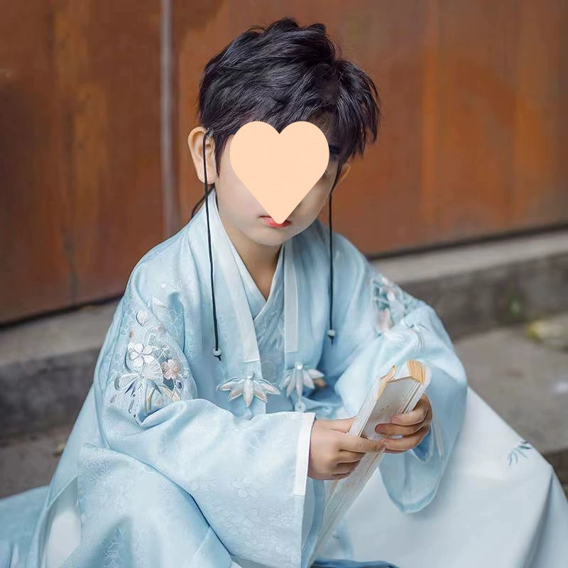 Новый детский комплект Hanfu в весенне-осеннем стиле для мальчиков и девочек, белая лунно-зеленая рубашка 2025 года, традиционная китайская одежда в китайском стиле для мальчиков.