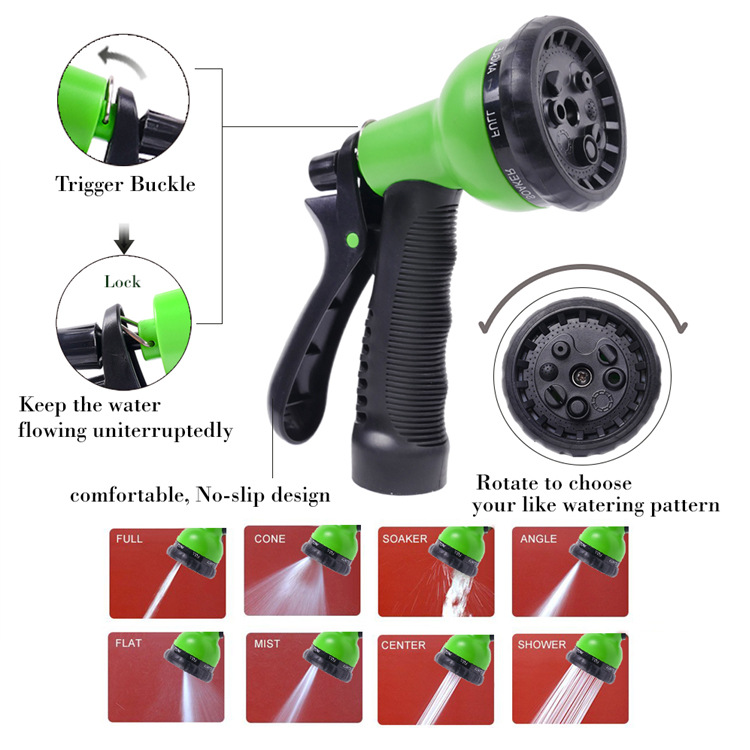 跨境专供花园伸缩水管套装garden hose高压洗车水枪浇花花园软管