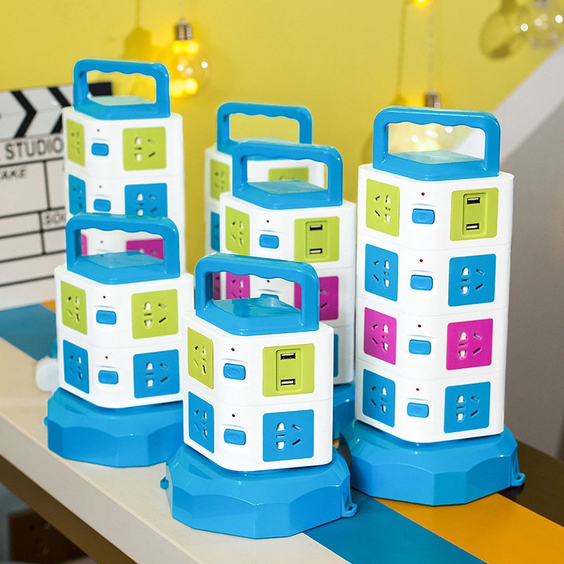 多功能立式插座塔型立体插排多孔家用插板面板迷你智能多用层排插