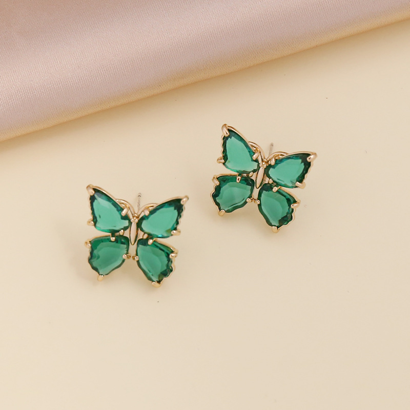 Fashion multicolor zircon butterfly copper necklace earring