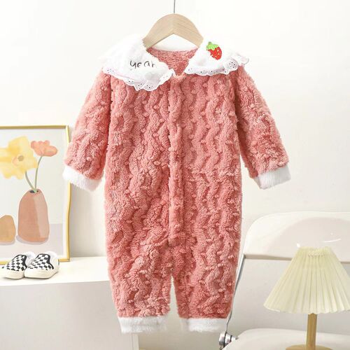 Baby Bodysuit for Boys Autumn and Winter Fleece Bodysuit for Girls Infant Bodysuit Climbing Suit Stylish 0 to 1 months Warm Sleeping Suit 2