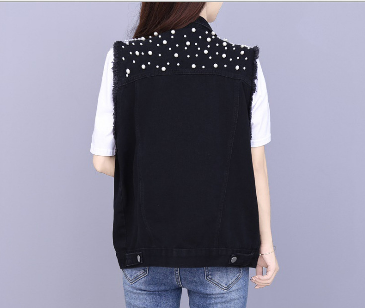 Women's Clothing Denim jacket for women fat MM plus size women's beaded diamond coat female student light blue jacket loose_voghion.com