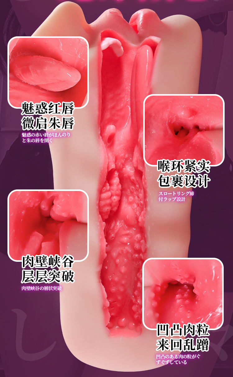 Jiuai Airplane Cup Male Masturbator with Simulated Mouth, Vagina and Buttocks, Manual TPE — detail image 11